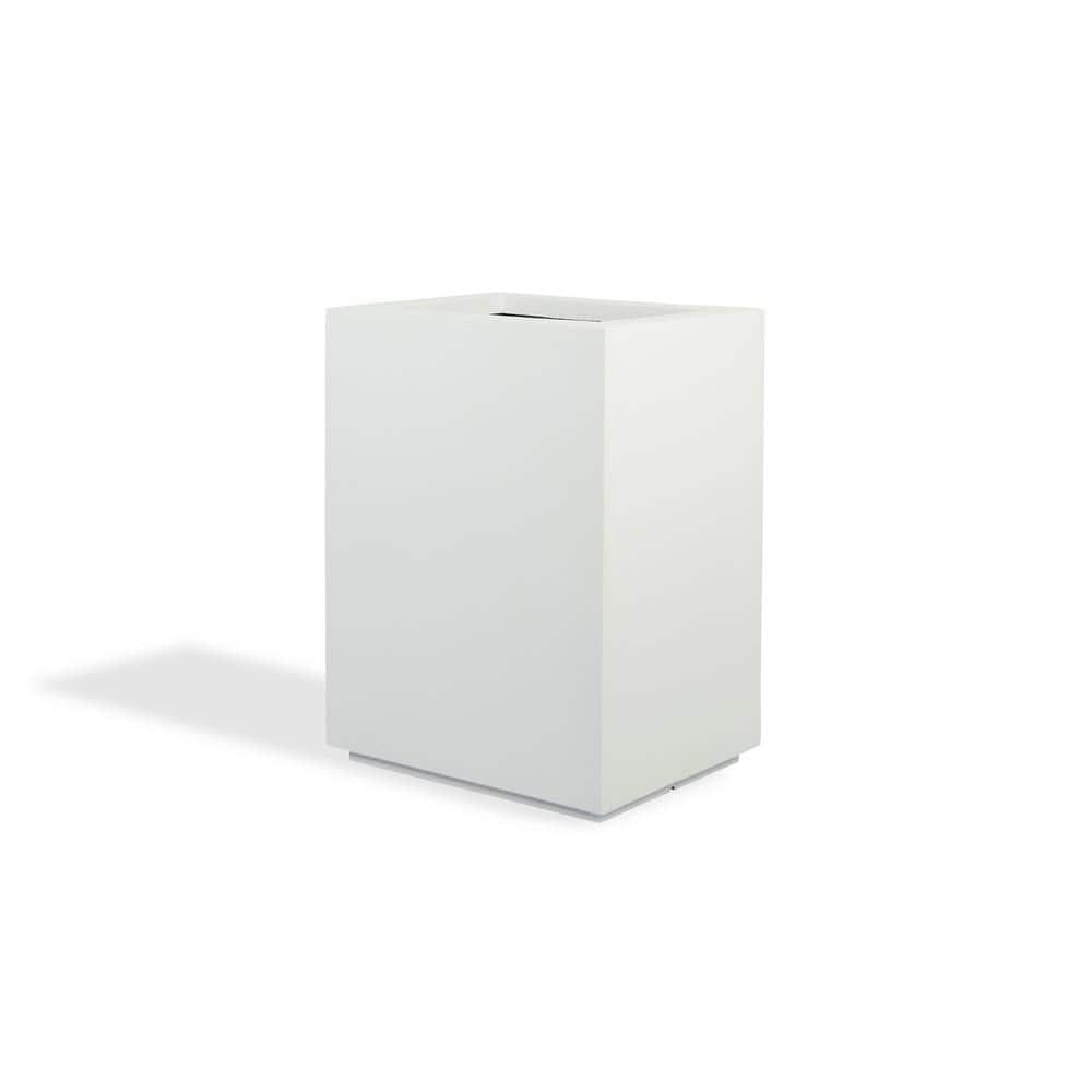 White Tall Rectangular Modern Outdoor Planter, 30"