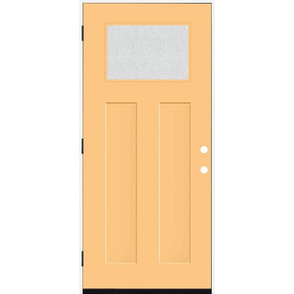 Legacy 36 in. x 80 in. 1/4 Toplite Rain Glass RHOS Primed Jackfruit Finish Fiberglass Prehung Front Door