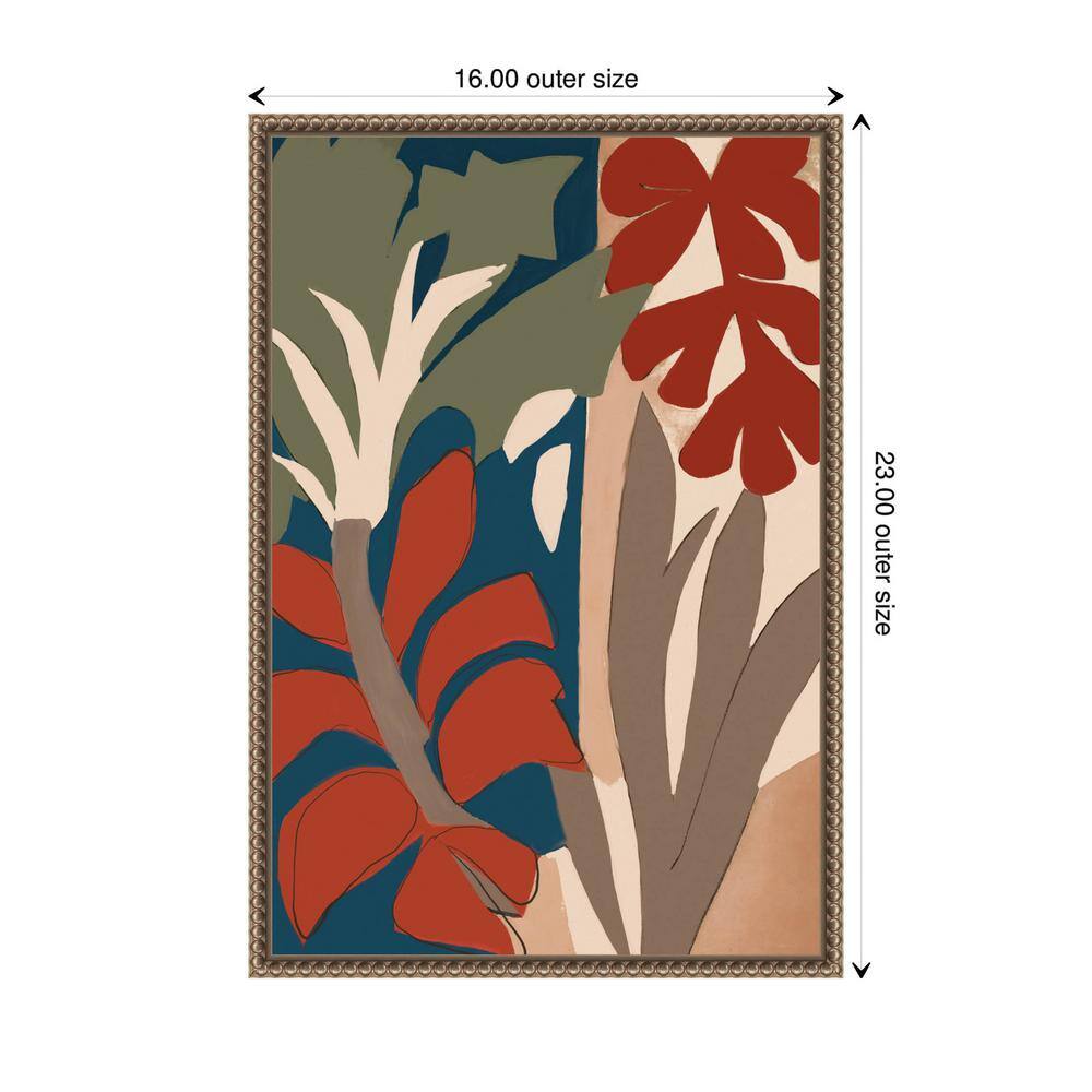 Botanical Abstract Beaded Framed Canvas Wall Art 16 x 23-in
