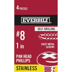 #8 x 1 in. Stainless Steel Phillips Pan Head-Self-Drilling Sheet Metal Screws (4-Pack)