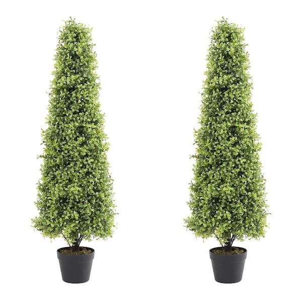 Zeus & Ruta 48 in. Outdoor Faux Topiary Trees Artificial Topiary Tower Tree Set of 2