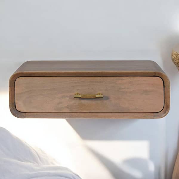 Rhodri Brown 1-Drawer T-Bar Wall-Mounted Nightstand
