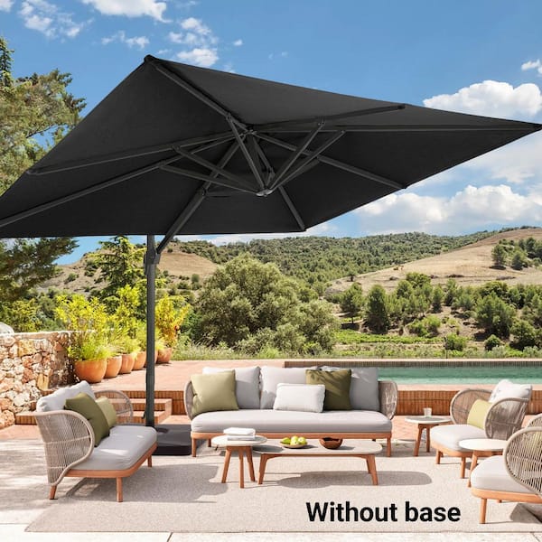 Premium 11.5 ft. x 9 ft. Cantilever Patio Umbrella with 360° Rotation and Infinite Canopy Angle in Black