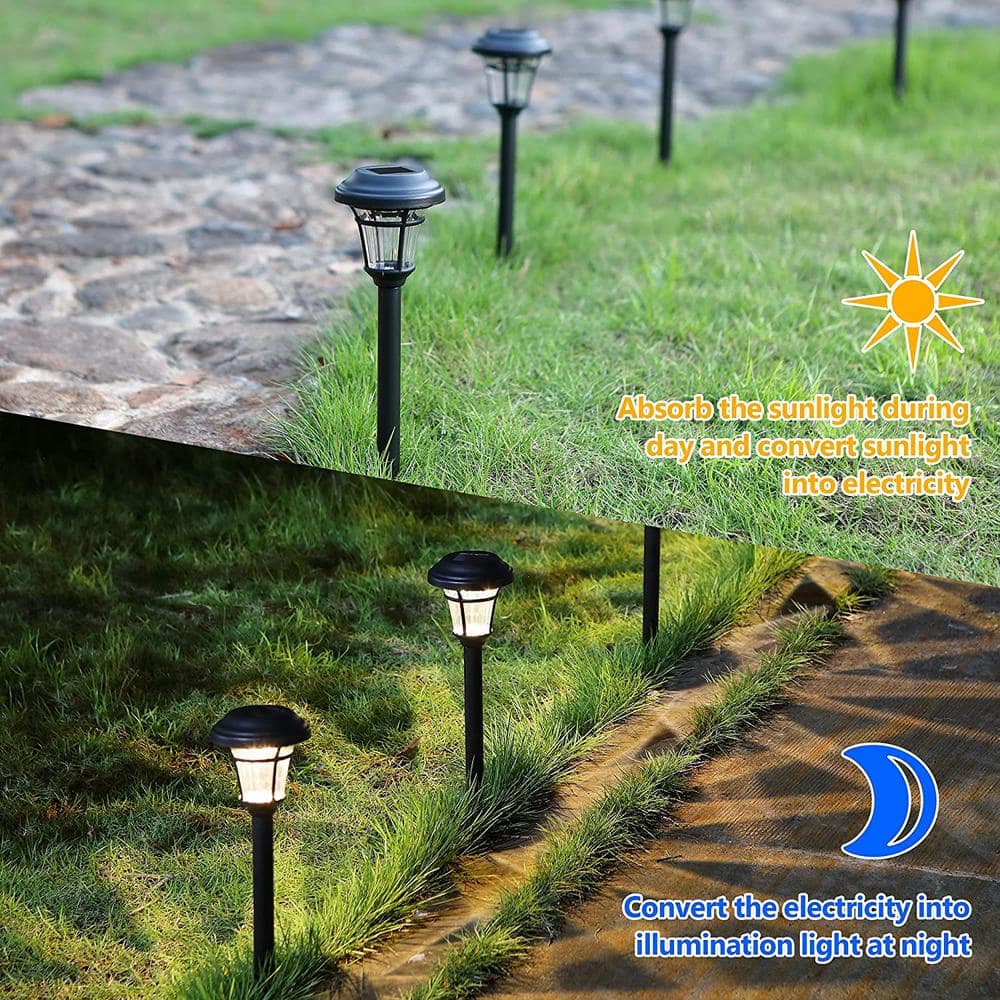 Warm White Solar Powered Outdoor Pathway Lights, 12-Pack