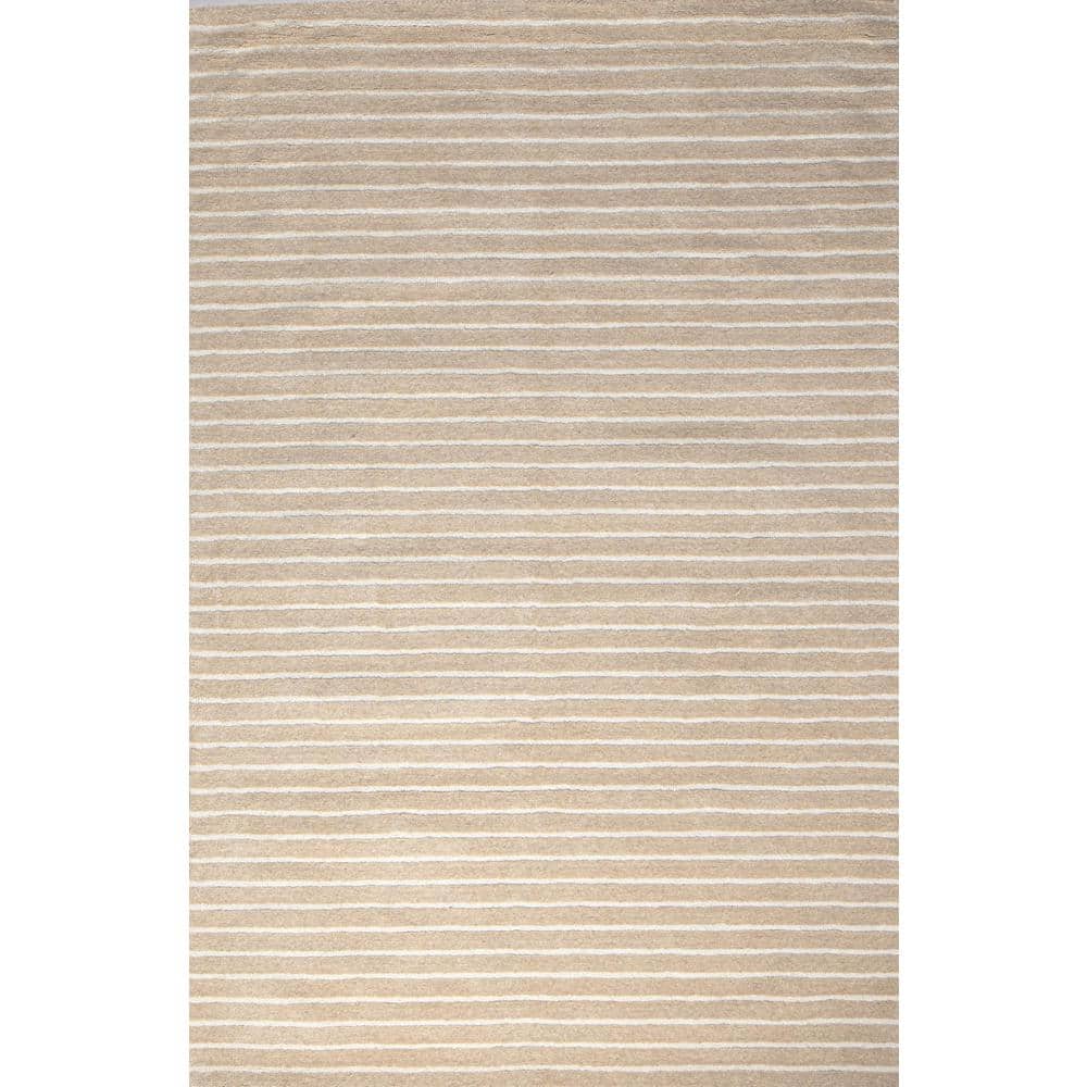 Contempo Brentwood Beige 3 ft. x 8 ft. Striped Contemporary Runner