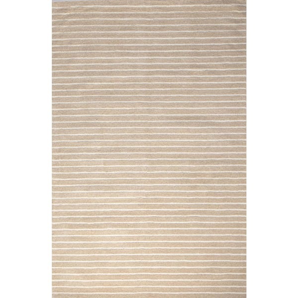 Contempo Brentwood Beige 3 ft. x 8 ft. Striped Contemporary Runner