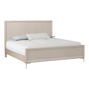 Jolt Beige Wood Frame Queen Panel Bed with Panel Headboard