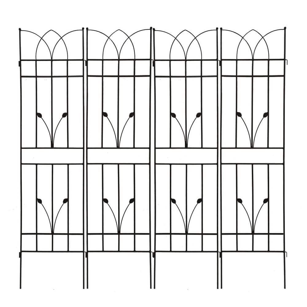 Avex Black 4-Pieces 17.7 in. W x 71 in. H Metal Garden Trellis for Climbing Plants Outdoor Flower Support price history on PriceWatchPro
