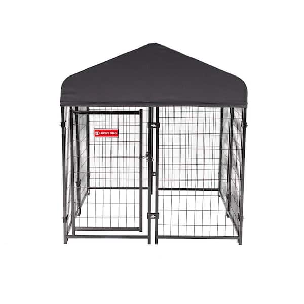 Lucky Dog STAY Series Steel Grey Studio Jr.Kennel (4 ft. x 4 ft. x 4 ft.)