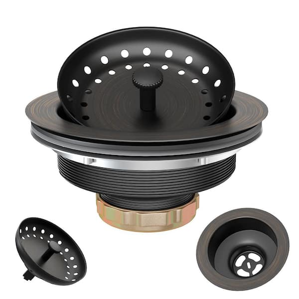 3-1/2 in. Kitchen Sink Strainer in Stainless Steel Matte Black
