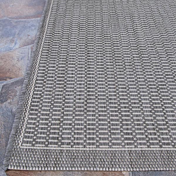 Couristan Recife Saddle Stitch Grey White 2 Ft X 4 Indoor Outdoor Area Rug 10013012020037t The Home Depot Couristan Recife Saddle Stitch Grey, Couristan Outdoor Rugs