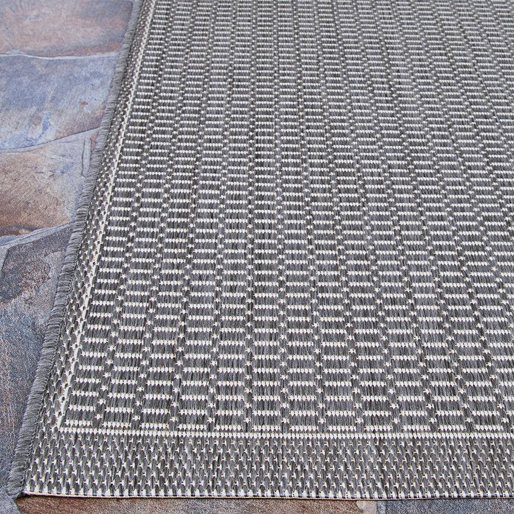 Belgian Courtron Square Gray Stitch 102" Easy-Care Outdoor Rug
