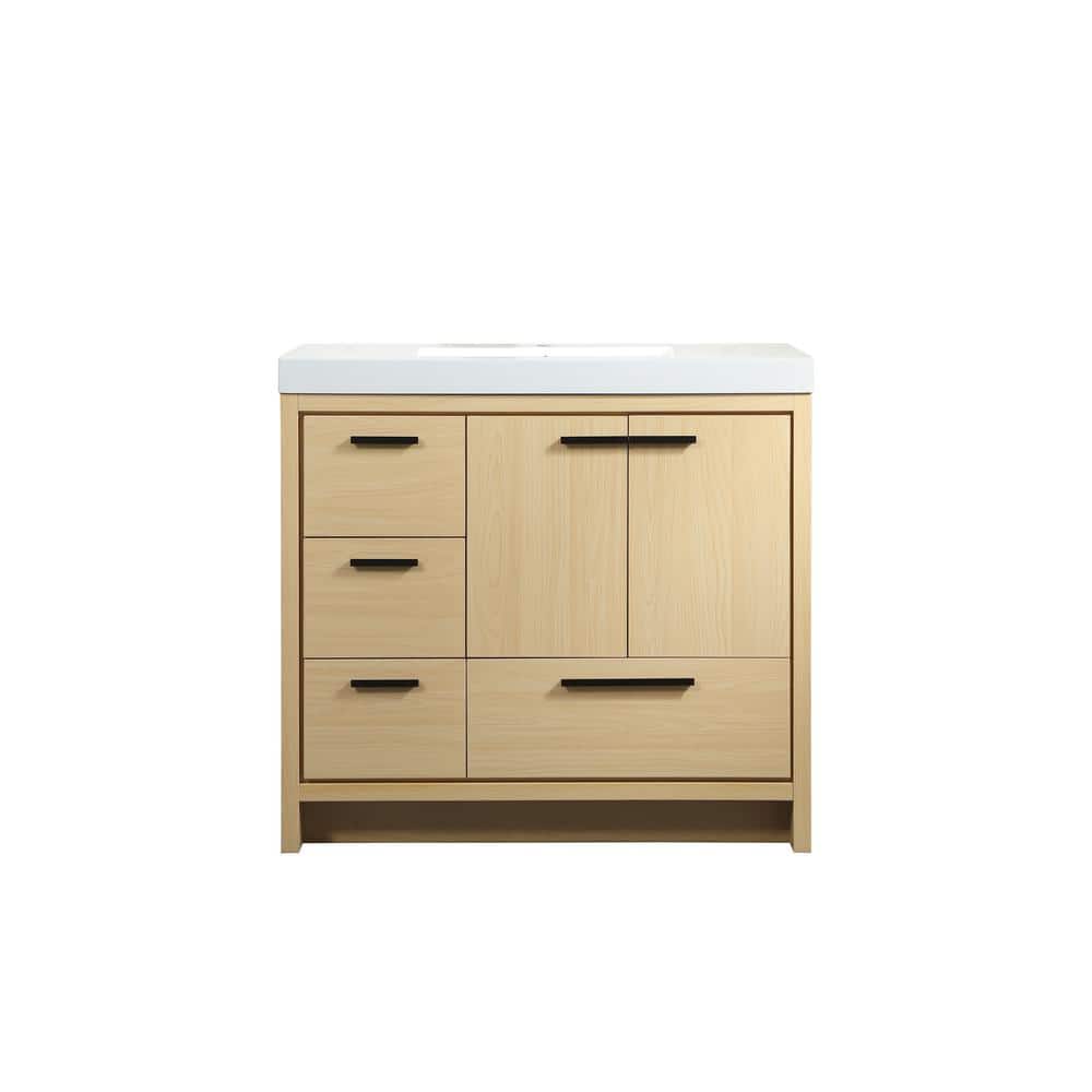 Simply Living 36 in. Single Bathroom Vanity in Maple with Resin Vanity Top 