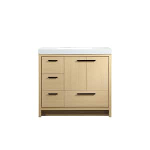 Simply Living 36 in. Single Bathroom Vanity in Maple with Resin Vanity Top in White