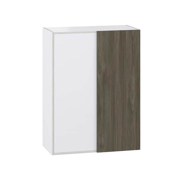 Timberline Slab Walnut Shaker Assembled Wall Blindcorner Right Kitchen Cabinet (30 in. W x 40 in. H x 14 in. D)