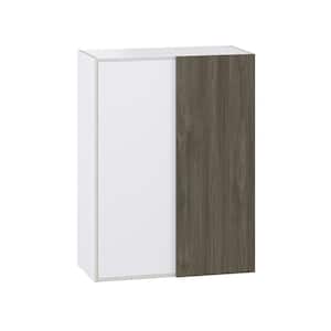 Medora Textured 30 in. W x 40 in. H x 14 in. D Slab Walnut Assembled Wall Blind corner Kitchen Cabinet