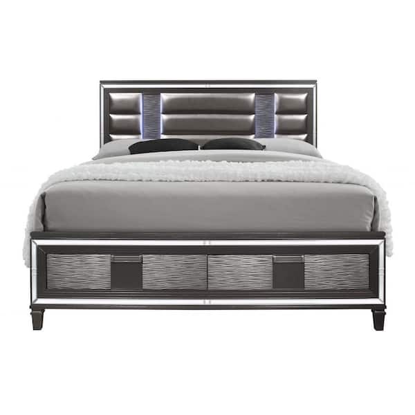 HomeRoots Charlie Metallic Grey Queen Panel Bed