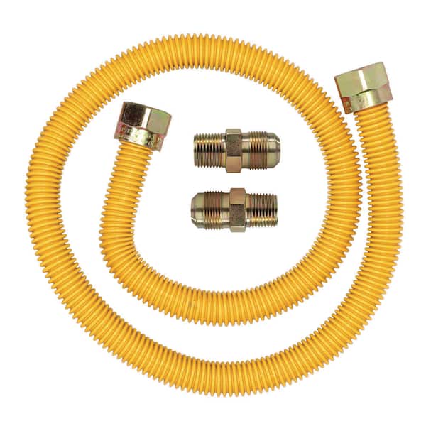 Cambridge 5/8 in. OD x 1/2 in. MIP x 1/2 in. MIP x 36 in. Stainless Steel Yellow Coated Gas Connector (125,000 BTU)