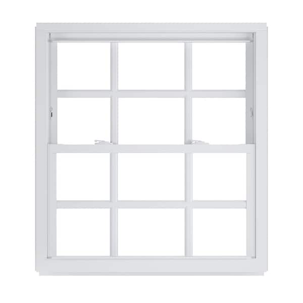 American Craftsman 36 in. x 38 in. 50 Series Low-E Argon SC Glass Double Hung White Vinyl Replacement Window with Grids, Screen Incl
