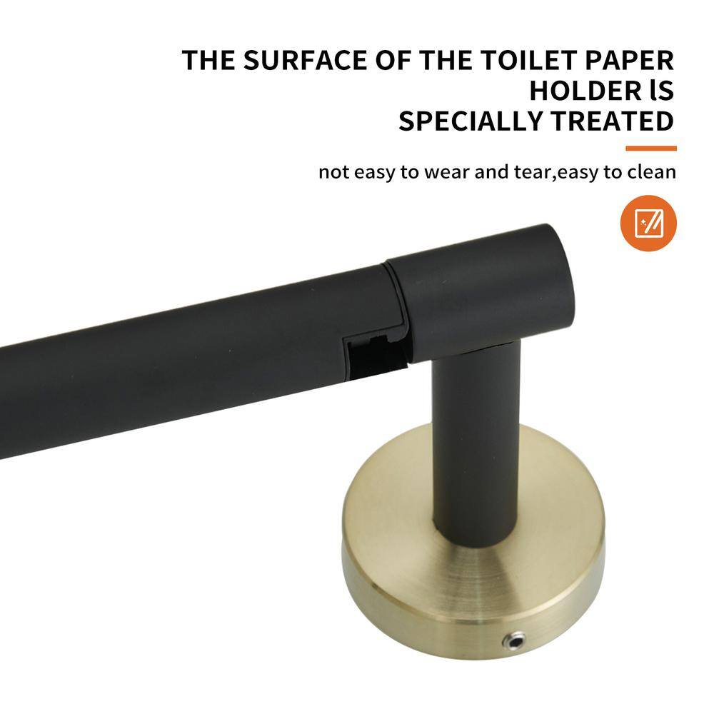 Gold and Black Stainless Steel Pivoting Toilet Paper Holder