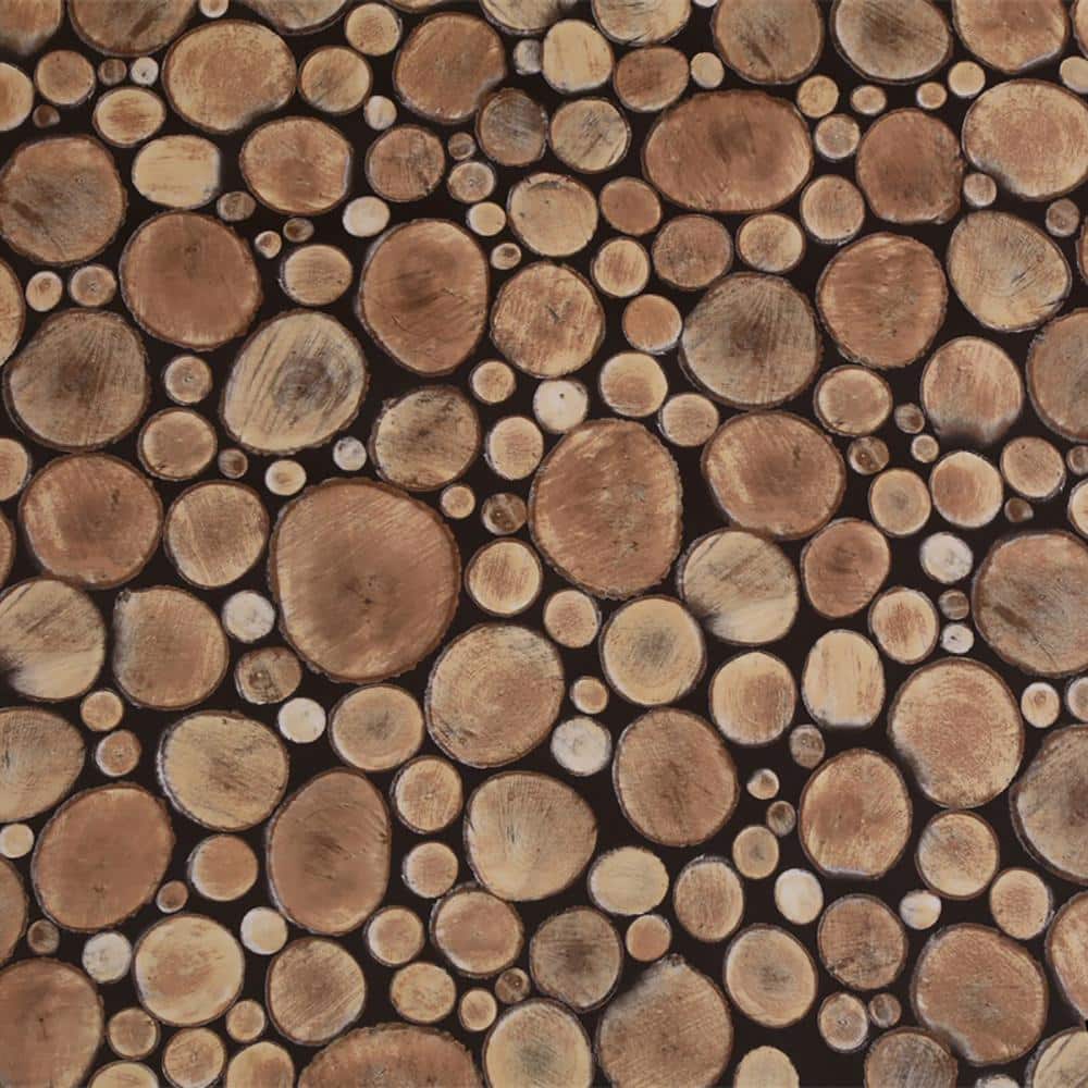 Cut Logs Brown, Beige Vinyl Strippable Roll (Covers 26.6 sq. ft.)