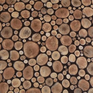 Cut Logs Brown, Beige Vinyl Strippable Roll (Covers 26.6 sq. ft.)