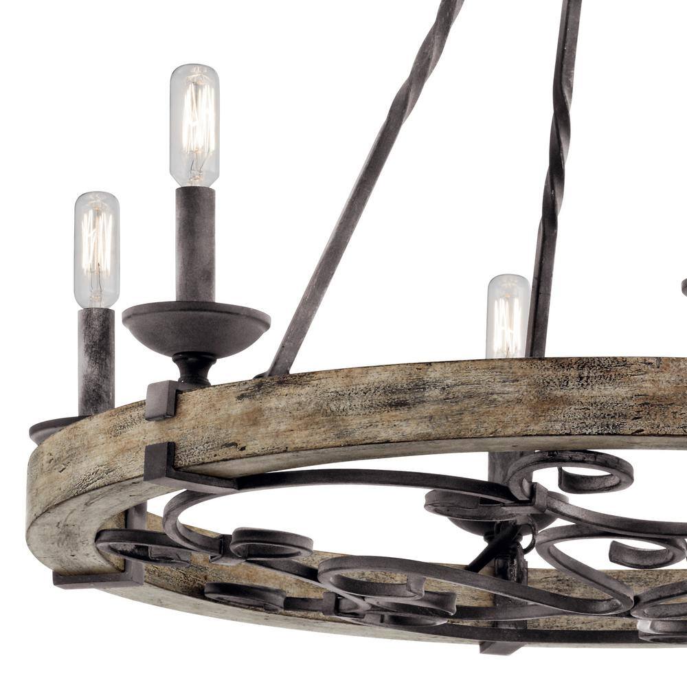 Taulbee 28.5" Grey Bronze Rustic Wagon Wheel Chandelier