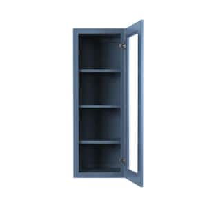 Lancaster Blue Plywood Shaker Stock Assembled Wall Glass-Door Kitchen Cabinet 21 in. W x 12 in. D x 42 in. H