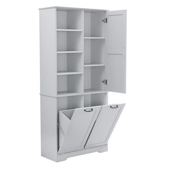 Hooseng 15 in. W x 15 in. D x 61 in. H Gray MDF Linen Cabinet