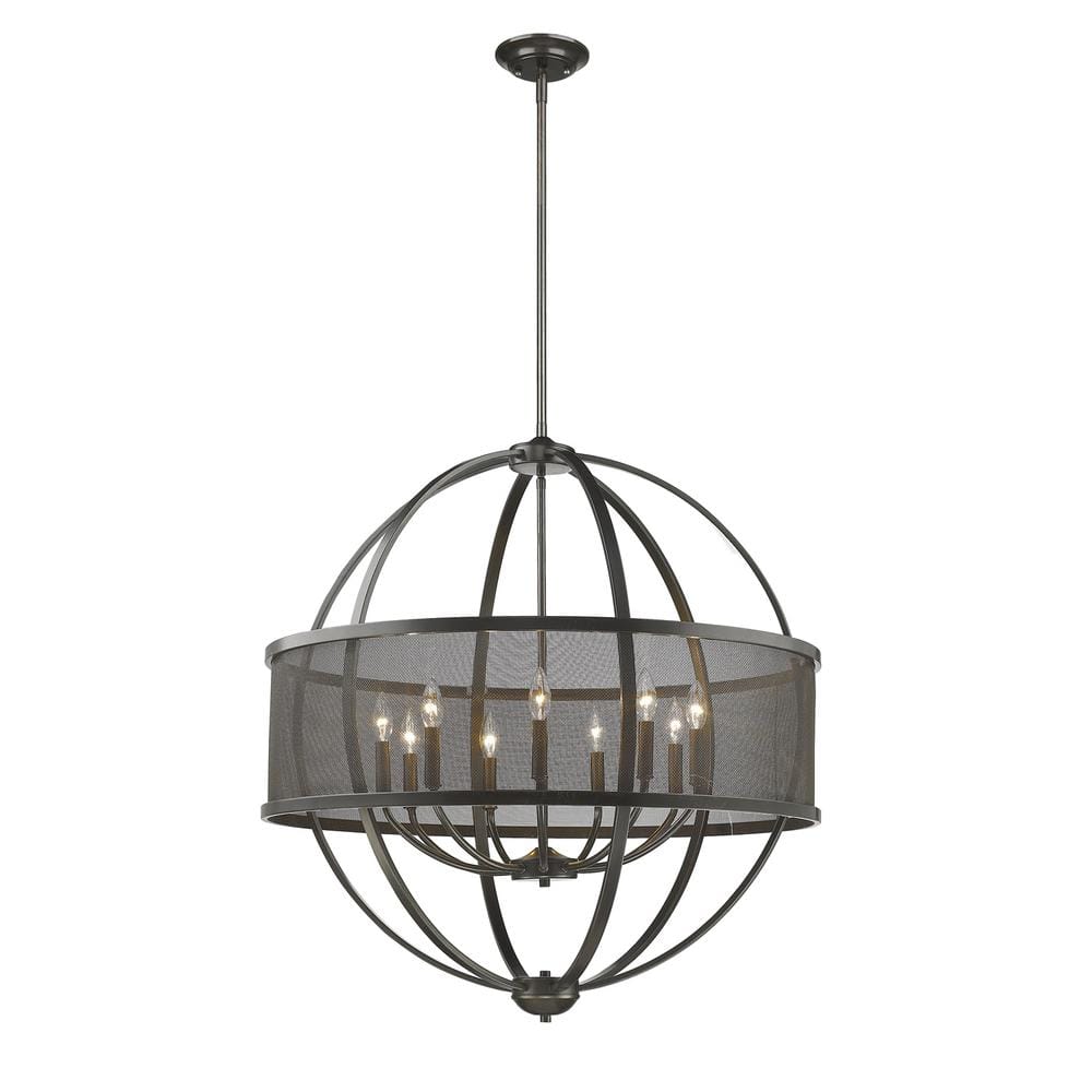 Etruscan Bronze 9-Light Chandelier with Mesh Shade