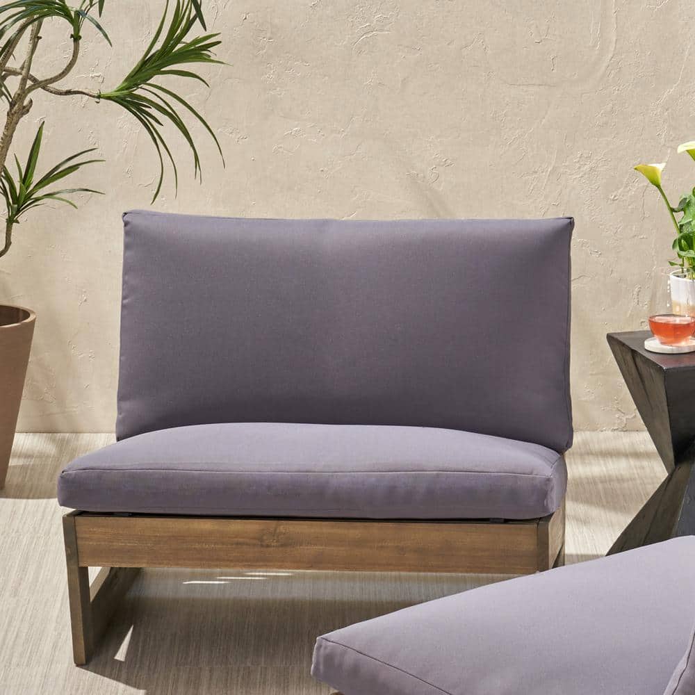 Louise Acacia Gray Outdoor Armless Lounge Chair with Dark Gray Cushion