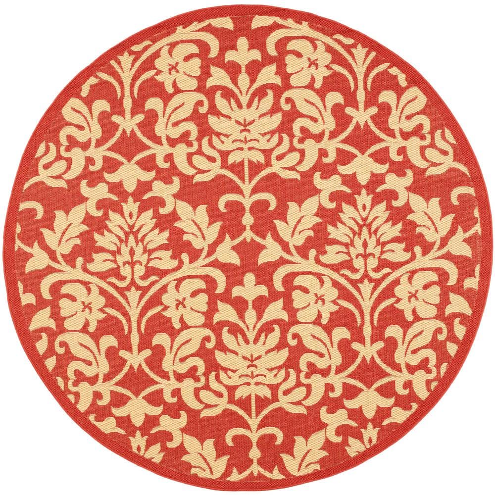 Courtyard Red/Natural 5 ft. x 5 ft. Round Floral Indoor/Outdoor Patio  Area Rug price history on PriceWatchPro