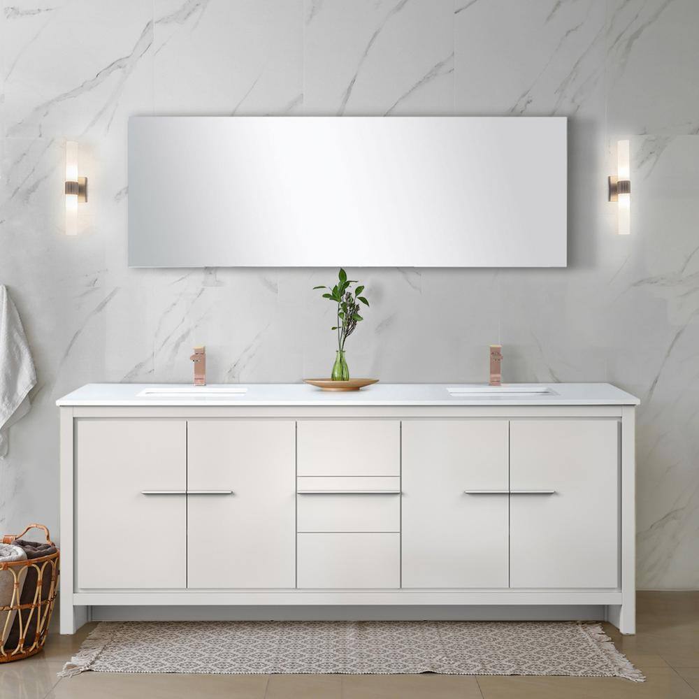 Clairo 80 in. W x 20 in. D White Double Bath Vanity with White Quartz Top, Rose Gold Faucet Set and 70 in. Mirror price history on PriceWatchPro