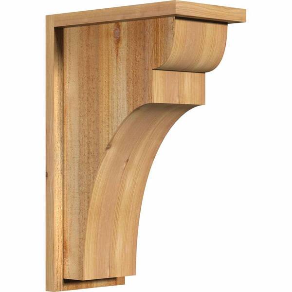 Ekena Millwork 8 in. x 14 in. x 22 in. Western Red Cedar Yorktown Rough Sawn Corbel with Backplate