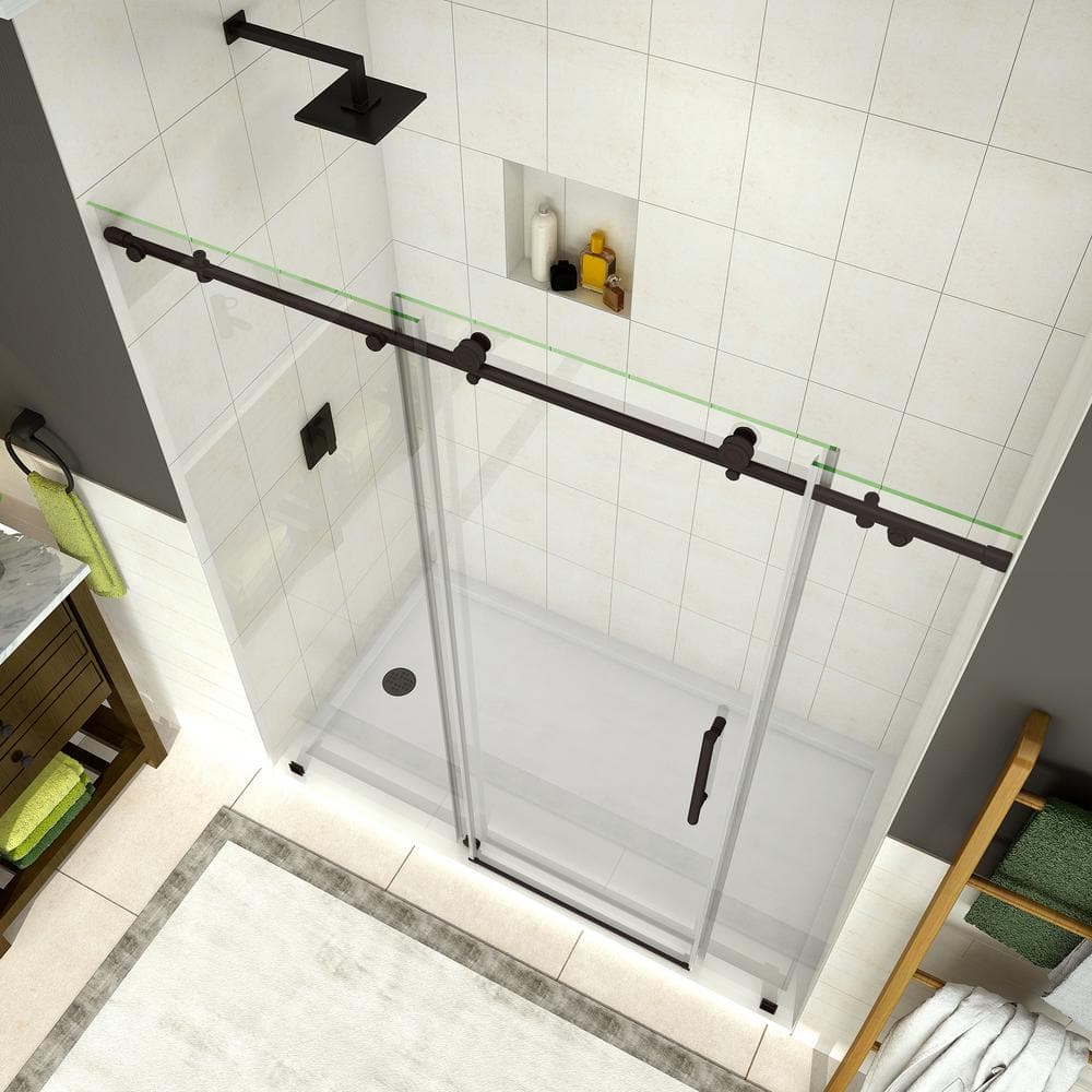 Coraline 72" x 76" Bronze Frameless Sliding Shower Door