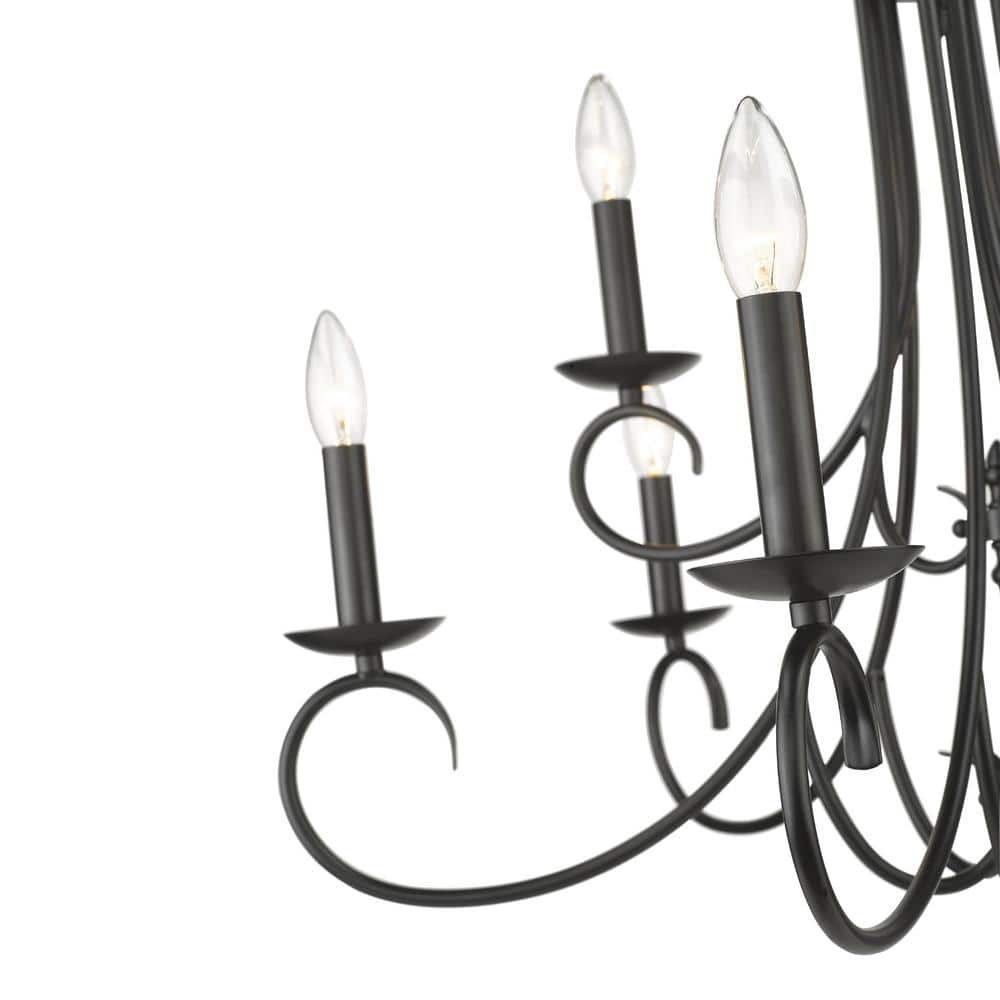 Black Transitional 9-Light Candelabra Chandelier