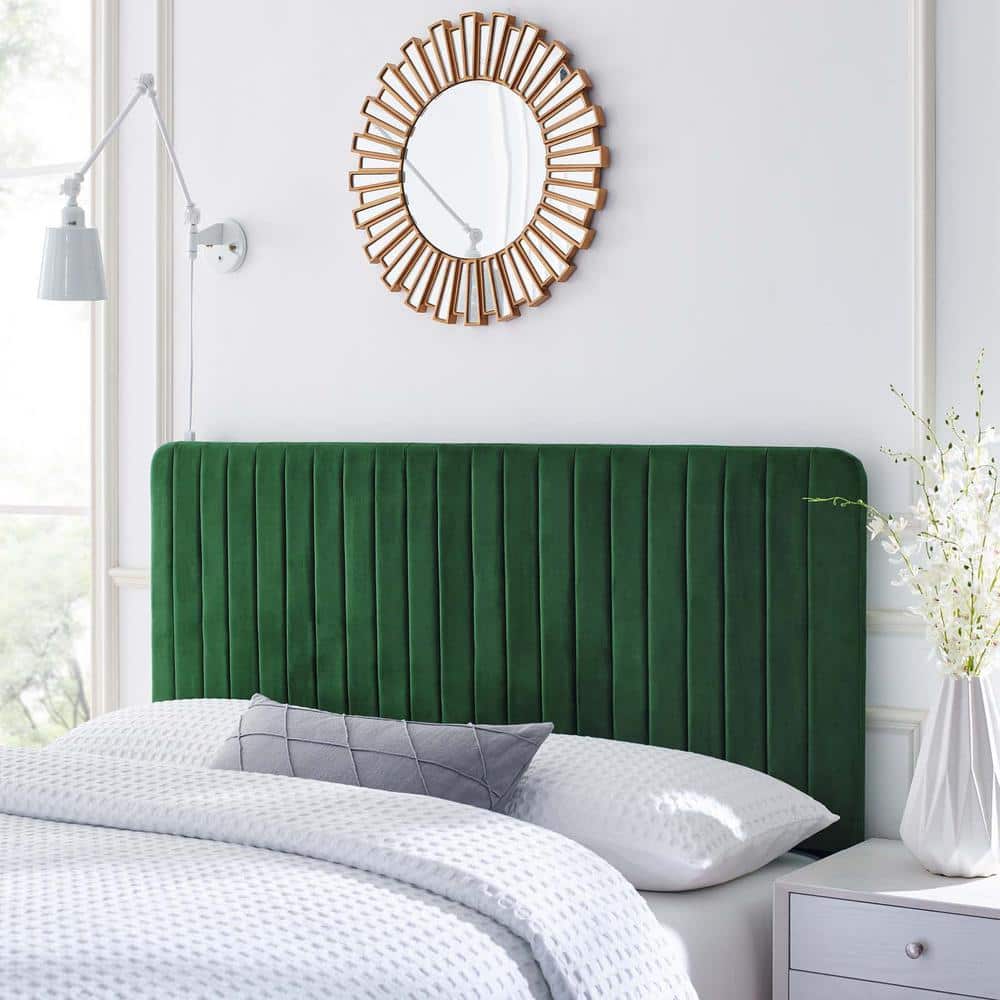Emerald Velvet Twin Channel Tufted Upholstered Headboard