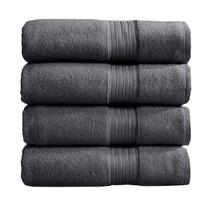 Gray Solid 100% Cotton Bath Towel (Set of 4)