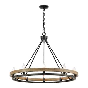 Newland 34 in. W 10-Light Matte Black Chandelier with No Shades