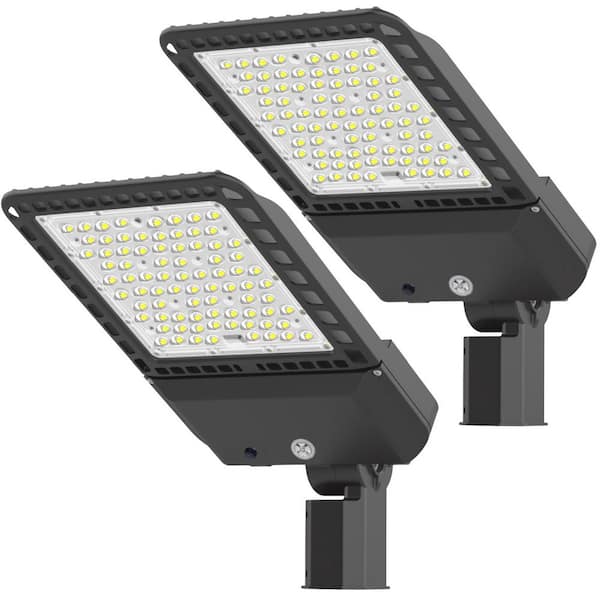 39000 Lumen 1500-Watt Equivalent Integrated LED Bronze Parking Lot Area Floodlight 5000k Slip Fitter Mount IP65 (2-Pack)