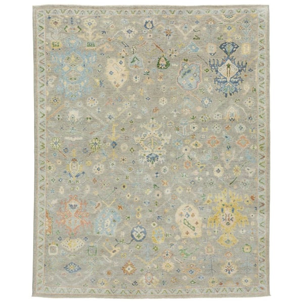 8 X 10 Gray, Sky Blue, Yellow Oriental Washable Area Rug Runner Rug