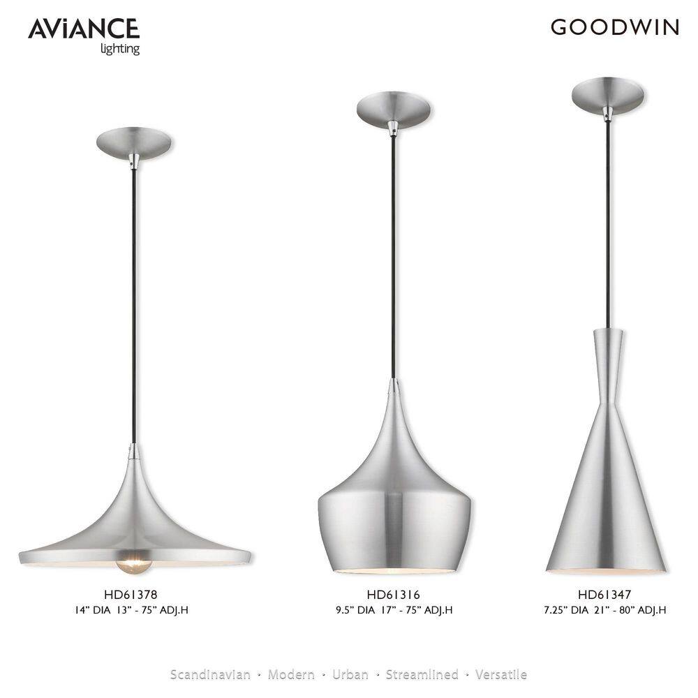 Contemporary Mini Pendant Light in Brushed Aluminum with White Interior