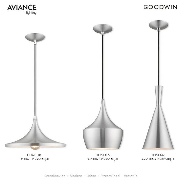 AVIANCE LIGHTING Braxton 1-Light Brushed Aluminum Mini Pendant