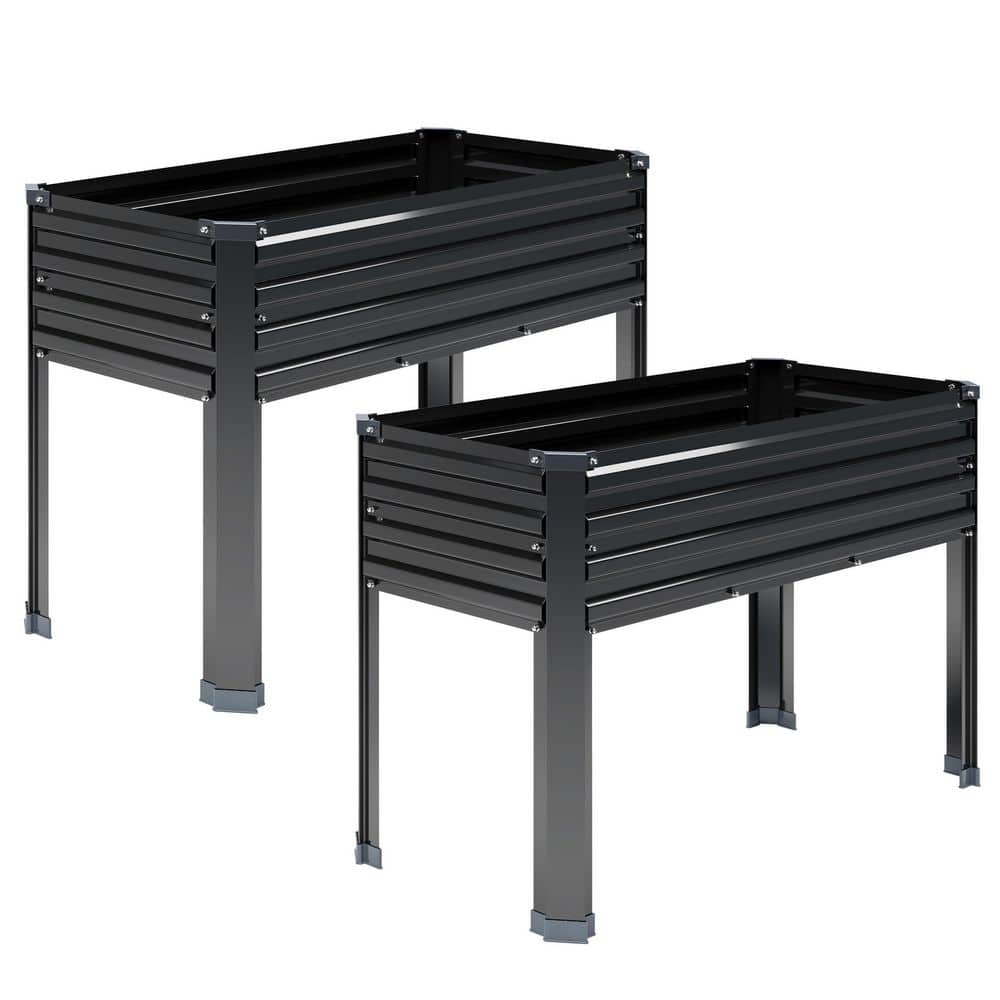 2-Piece Black Galvanized Raised Garden Bed with Legs, Elevated Planter Box for Backyard (48 in. L x 18 in. W x 30 in. H) price history on PriceWatchPro