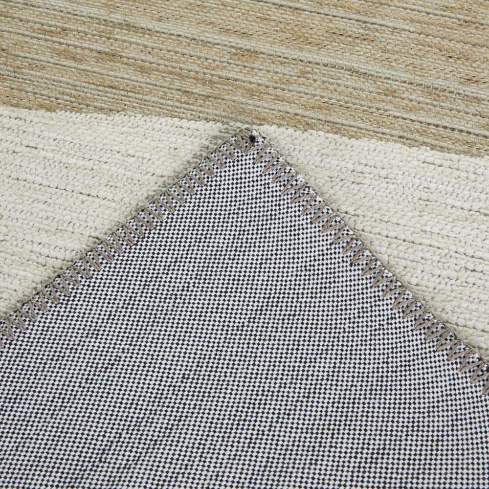 Large Beige and Brown Abstract Chenille Area Rug