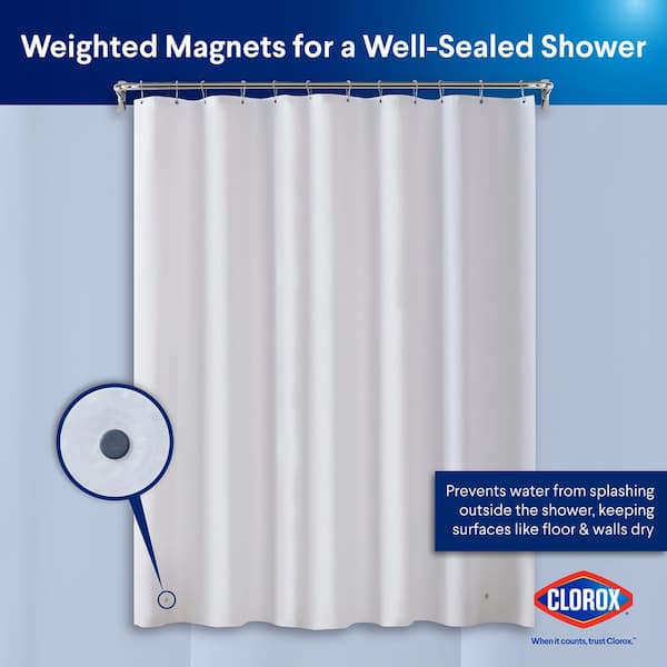 Clorox Shower Curtain Liner – Waterproof PEVA With Magnets, 72x72 Inches, Navy Stripe - View #2