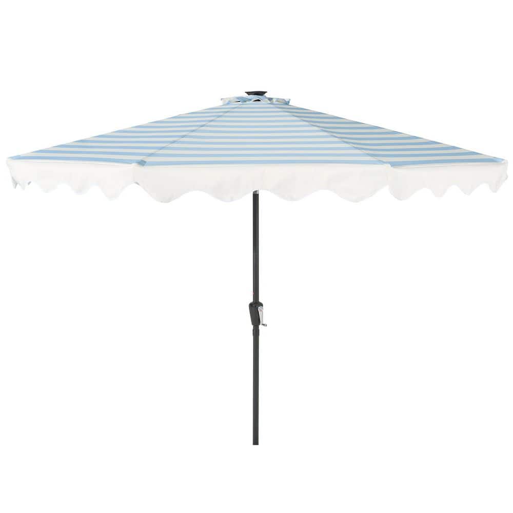 KIYBO 10 ft. Outdoor Solar LED Lighted Patio Umbrella Steel Frame Hand Crank Lift in Light Blue (No Base) price history on PriceWatchPro