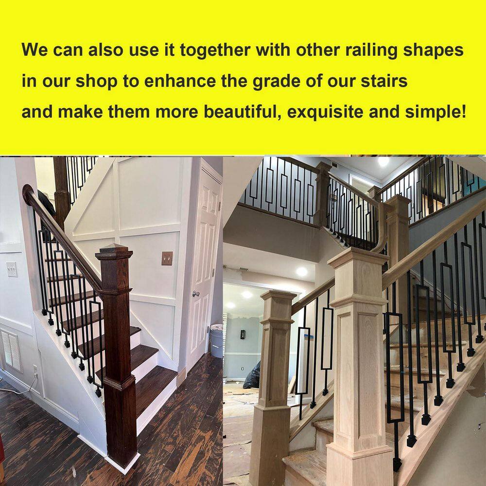 Black Powder-Coated Iron Deck Baluster Set for Stairs and Porch
