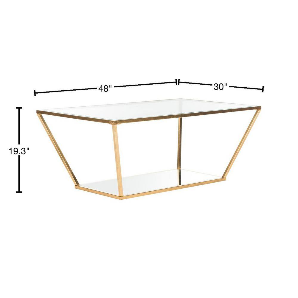 Allene Gold and Clear Glass Rectangular Coffee Table