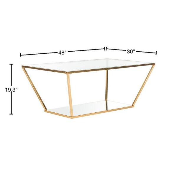 SAFAVIEH Allene 48 in. Gold/Glass Coffee Table FOX2601A - The Home